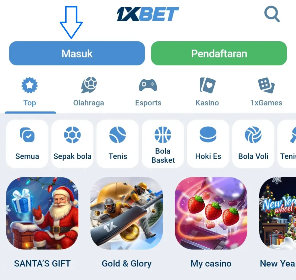 Menemukan Tombol "Masuk" di Halaman Utama